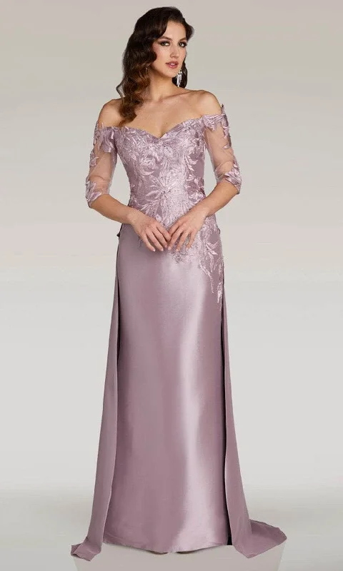 Sophisticated Outfits Feriani Couture 18390 - Embroidered Off Shoulder Formal Gown