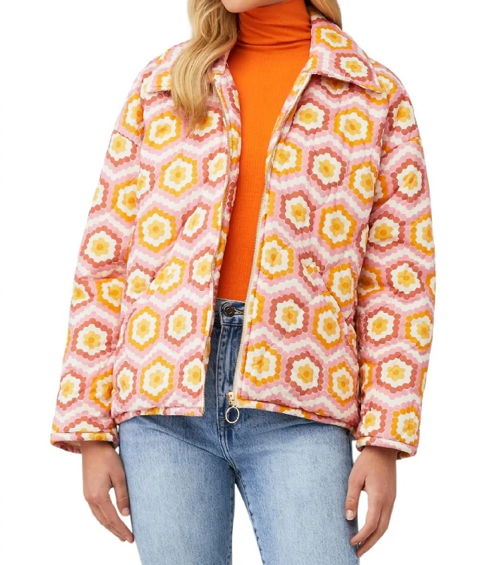 Limited Time Special Offer Powder Puffed Jacket In Honeycomb Daisy