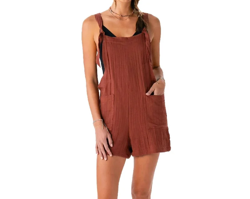 Save Big Cotton Romper In Nutmeg