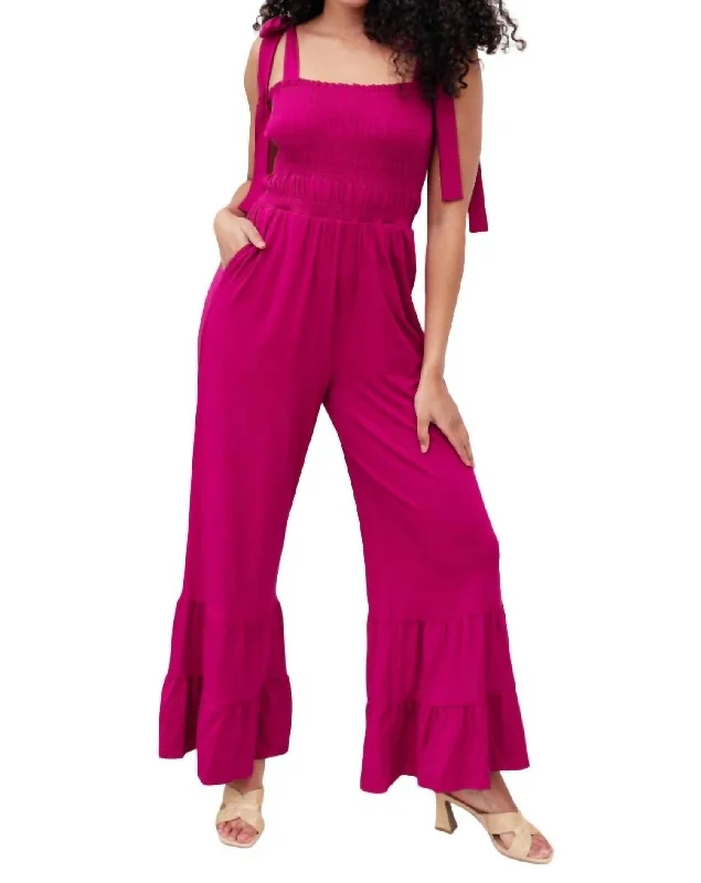 Luxe Women's Fashion Almost Available Flared Jumpsuit In Magenta