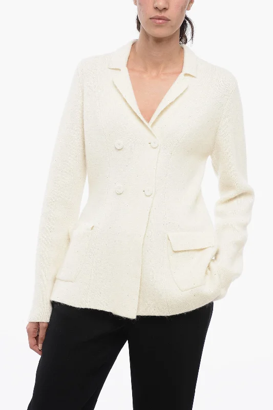 Stylish Women's Apparel Fabiana Filippi Double-Breasted Slim Fit Knitted Blazer With Sequines