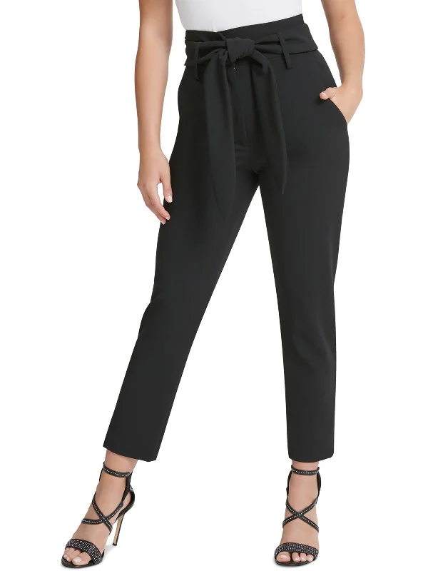 Fashion Forward Petites Nikki Beach Womens Solid Polyester Cropped Pants