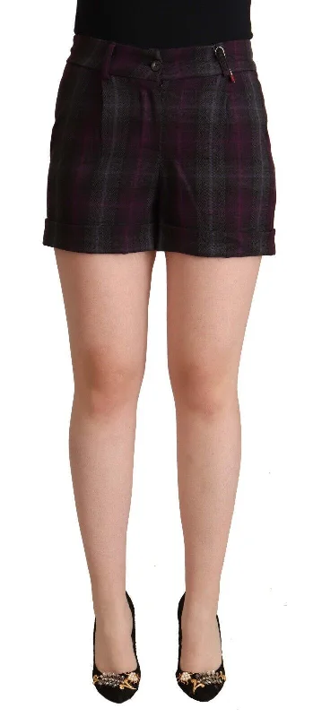 Seasonal Trend BENCIVENGA  Checke Mid Waist Folded Hem Women's Shorts