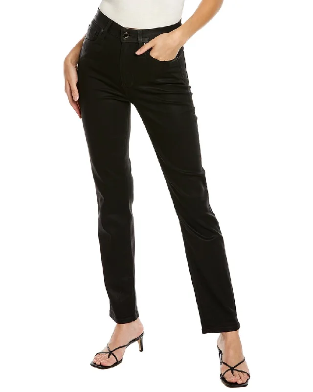 Latest Trends Le Jean Lara Black Coated High-Rise Slim Stovepipe Jean