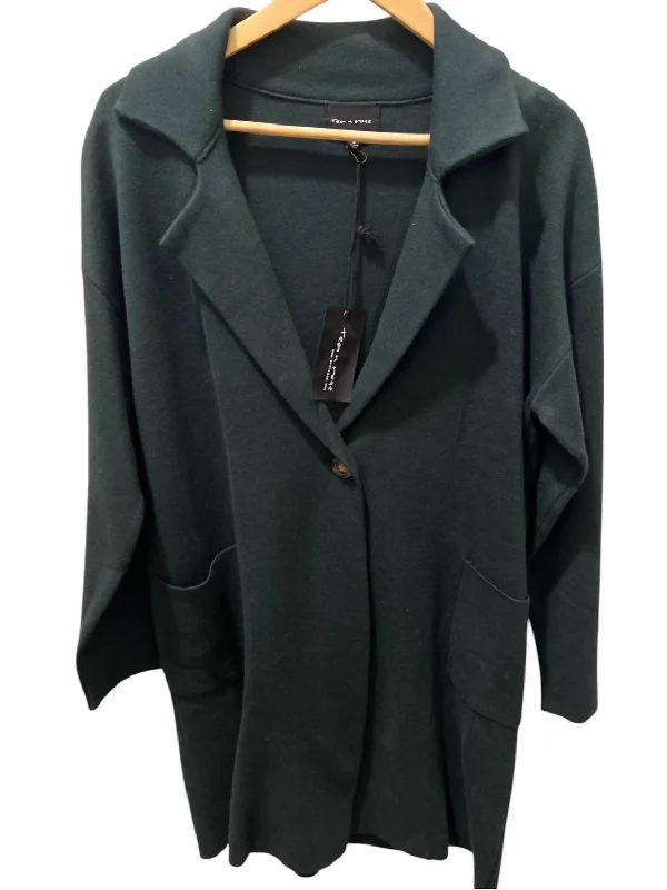 Casual Chic Women's Wide Collar Coat In Deep Green