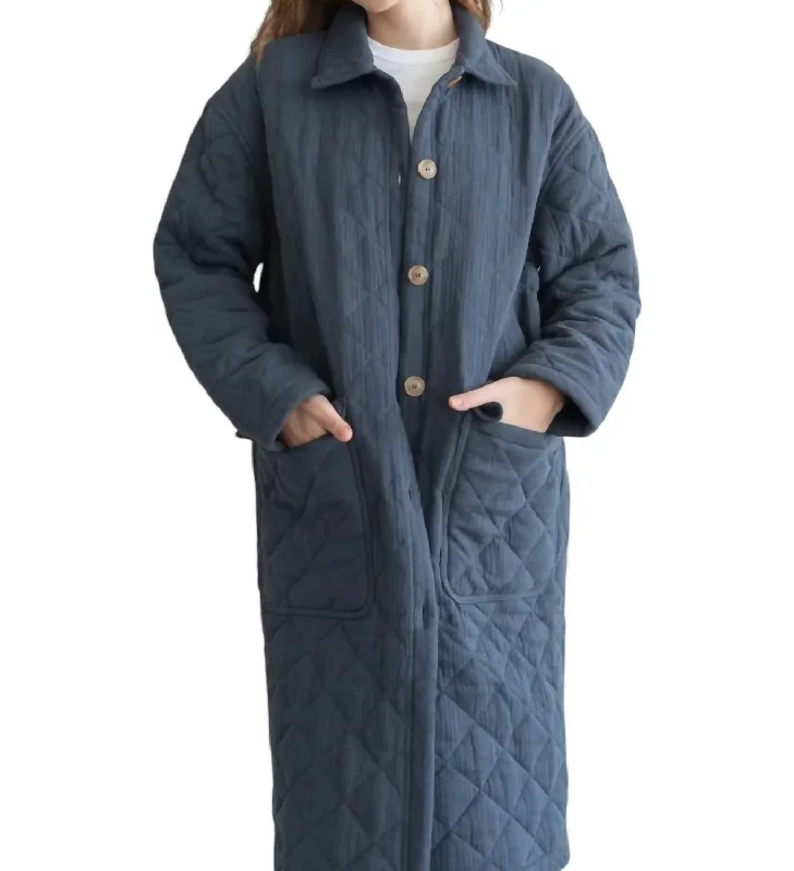 Shop Our Looks Marnie Quilted Trench Coat In Navy