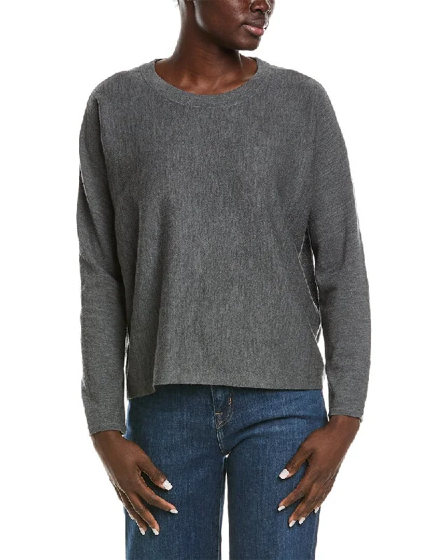 Crazy Price Slashing EILEEN FISHER Round Neck Wool Top