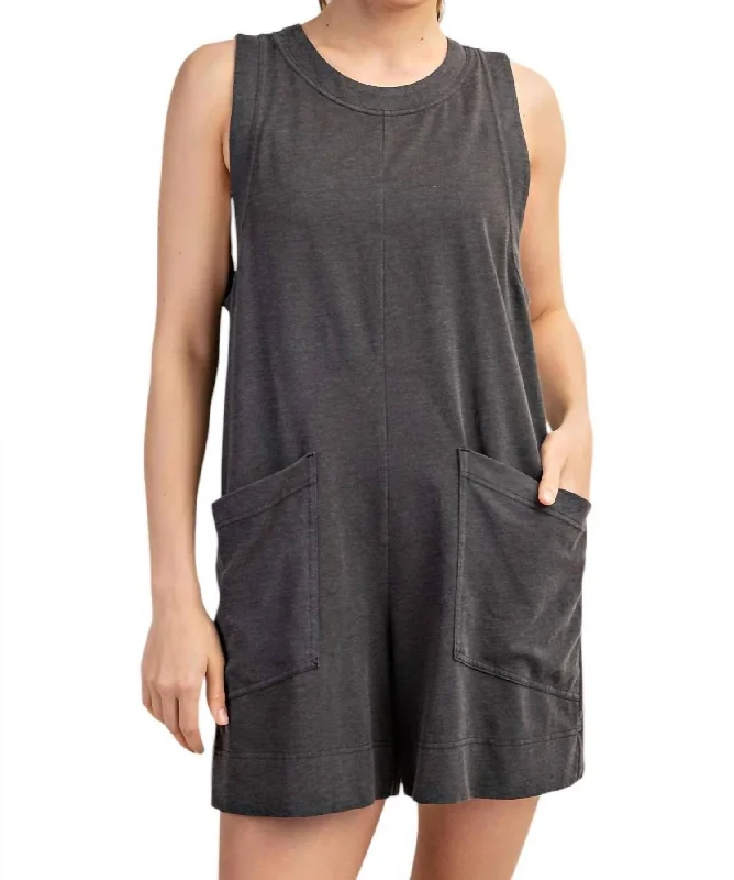 The Latest Trends Stop Time Romper In Mineral Washed