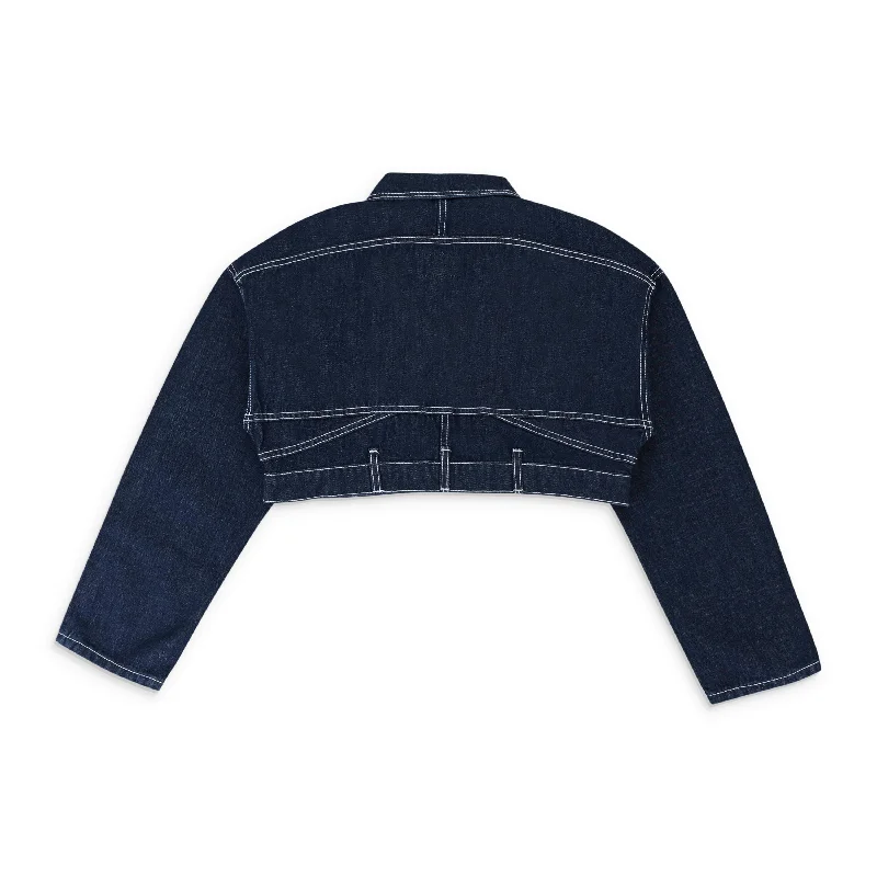 Clearance Event SEVIGNY X OC CROPPED RECONSTRUCTED DARK INDIGO DENIM JACKET XS