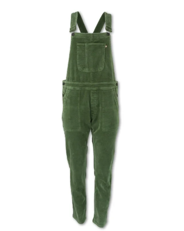 Chic Style Women's Corduroy Overalls In Olive