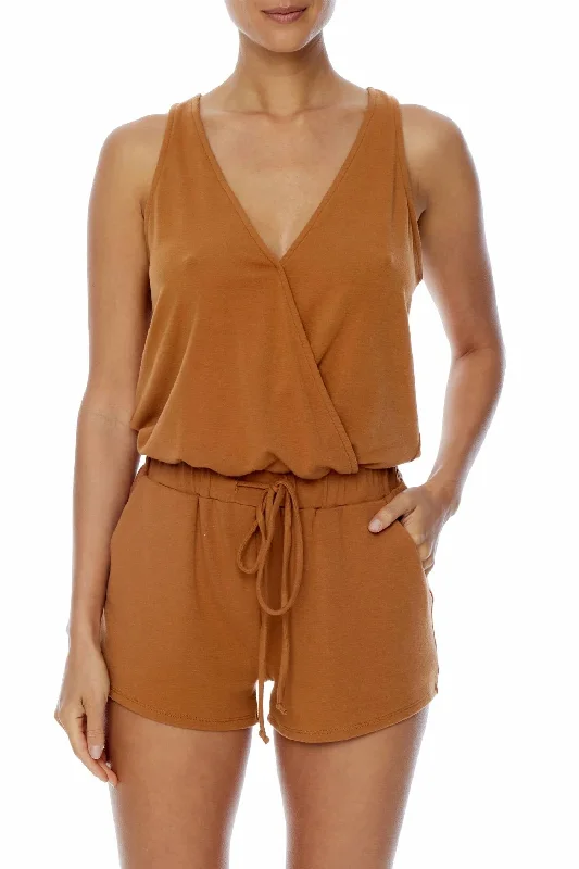 Chic & Cozy Collection Lauren Romper In Meerkat