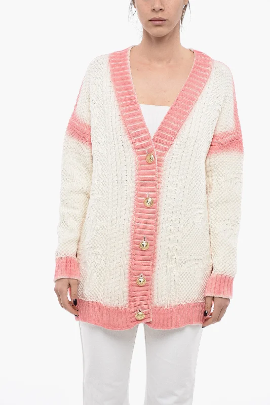 Clearance Event Palm Angels Cotton Knit SPRAYED Cradigan With Jewel Button