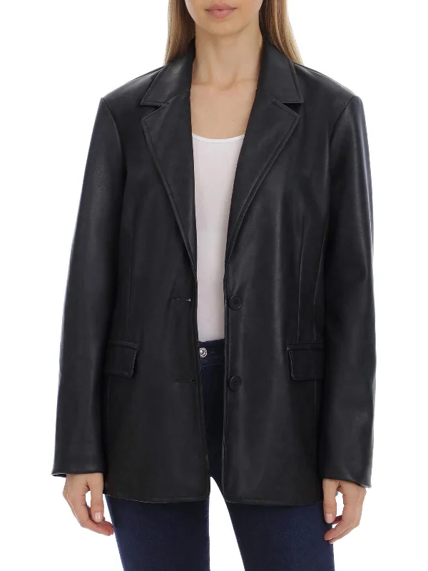 Get The Latest Trends Womens Faux Leather Cold Weather Shirt Jacket