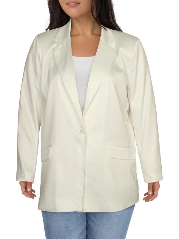 Fashion Forward Outfits Womens Satin Professional One-Button Blazer