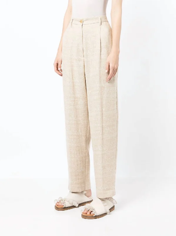 Trendy Threads Jacquard Trousers In Beige