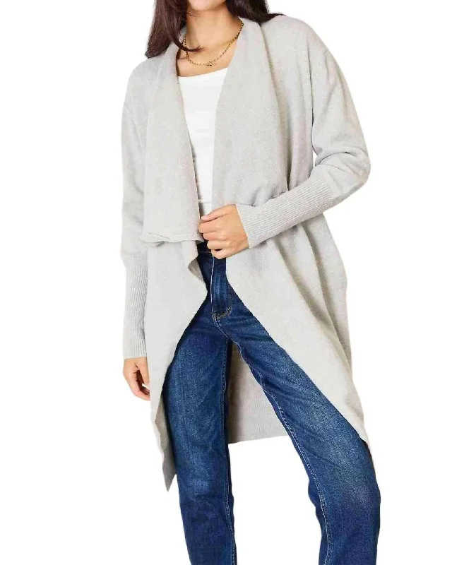 Trend Setting Wardrobe Luxurious Pocketed Duster Cardigan In Light Gray