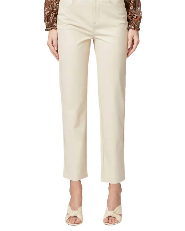 Comfort First Women's Wear Stella Straight Leg Vegan Leather Pant In Ecru