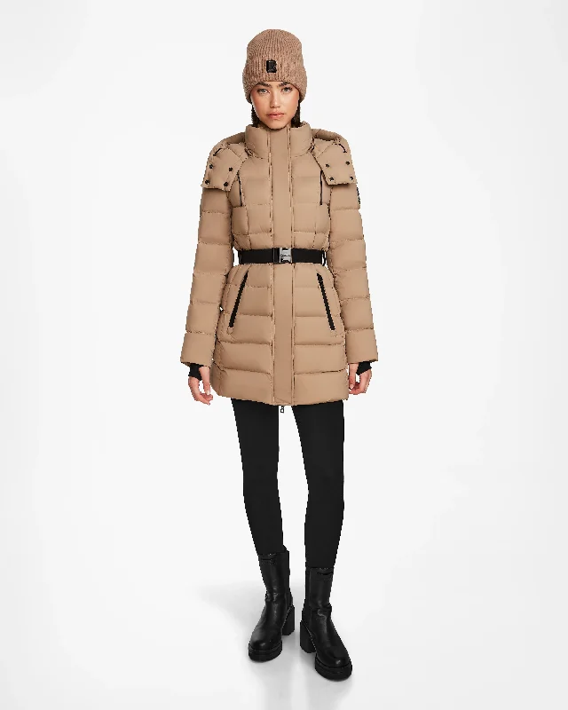 Low Price Special FRIDA M WOMEN'S MATTE BELTED MID-LENGTH DOWN PUFFER