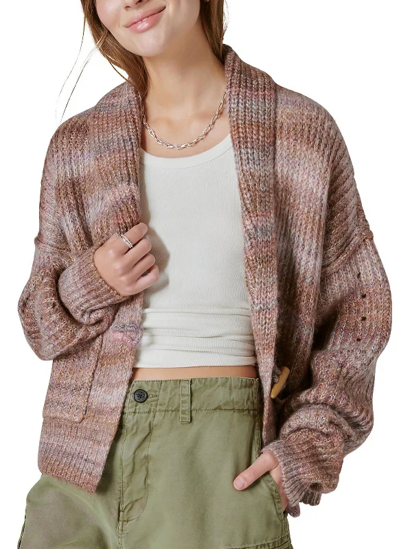 Durable Fashion Picks Petites   Womens Striped Casual Wear Cardigan Sweater