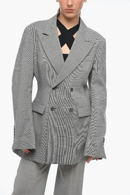 Modern Casual Clothing Matthew Adams Dolan Double Breasted Blazer with Pied de Poule Pattern