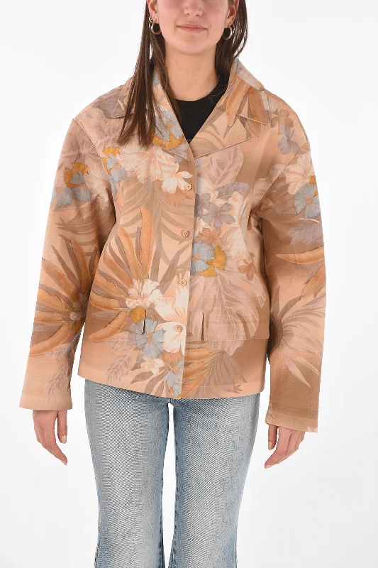 Current Trends Maison Margiela MM0 floral printed blazer with leather inner