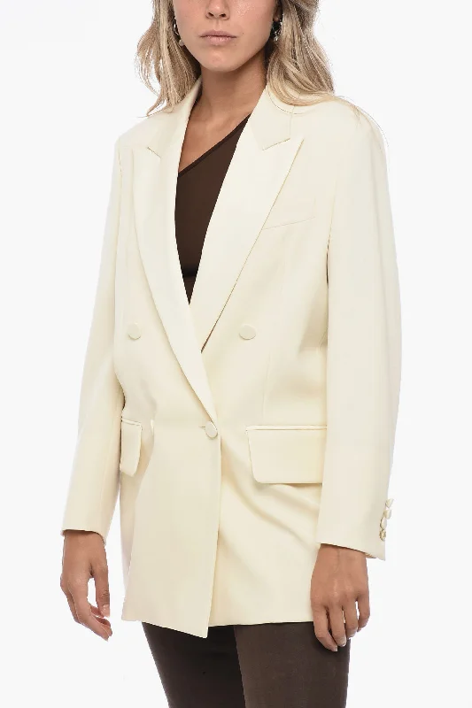 Fashion Essentials Max Mara Double-breasted MONICA Wool Blazer with Satin Details