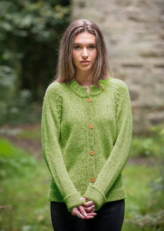 Your Timeless Wardrobe Awaits Ladies 4 Button Donegal Wool Cardigan | Green