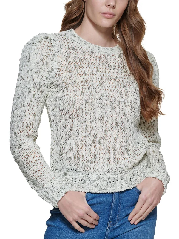 Chic Outfits Womens Speckled Pullover Crewneck Sweater