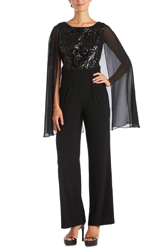 Season Sale Formal Capelet Jumpsuit In Black