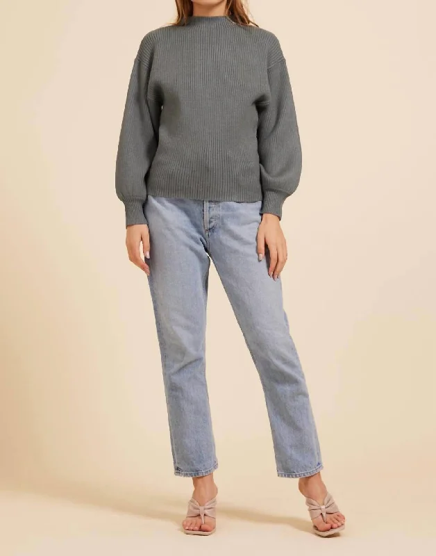 Style Beyond Borders Mock Neck Sweater In Forest