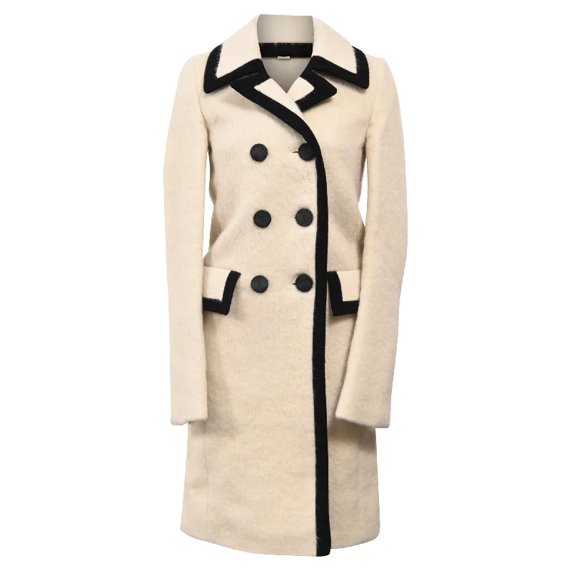 Discover Now Balenciaga Runway Double Breasted Long Sailor Coat in Cream Virgin Wool