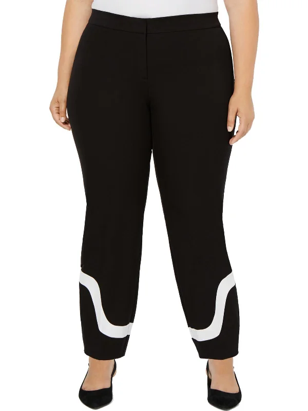 Hot Trends Plus Womens Ponte Colorblock Ankle Pants