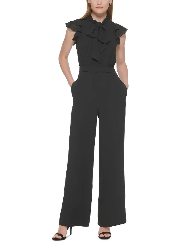 Big Savings On Rustic Countryside Styles Womens Tie Neck Flutter Sleeve Jumpsuit