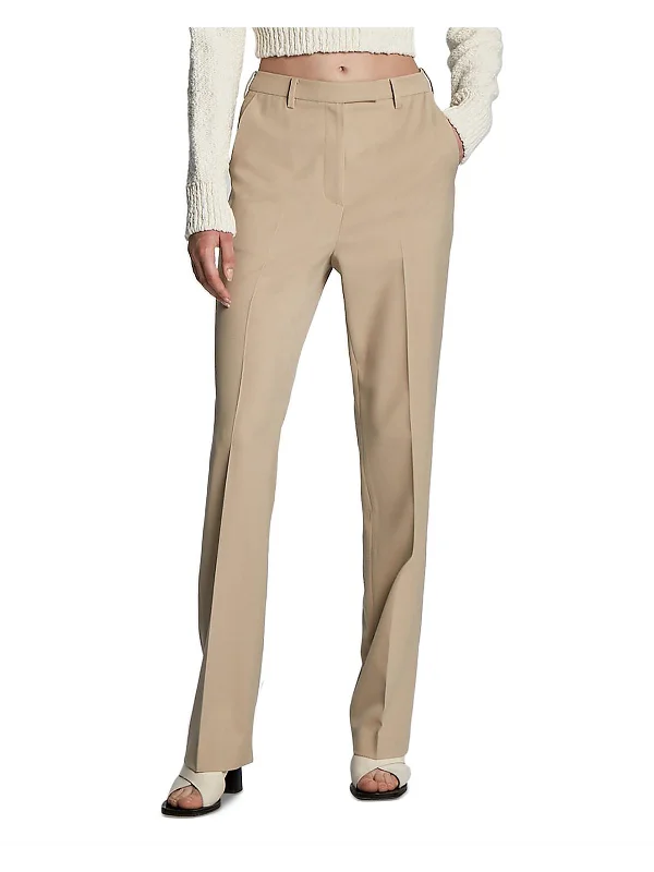 Wardrobe Refresh Womens High Rise Solid Straight Leg Pants