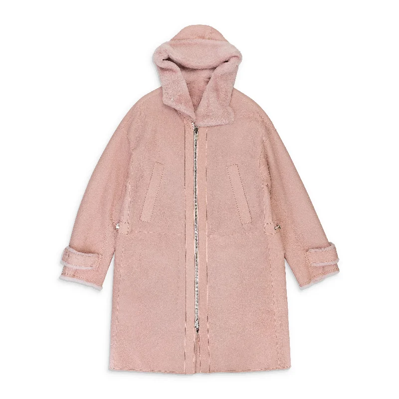 Relaxed Style DOUBLE-SIDED SHEEPSKIN PINK COAT