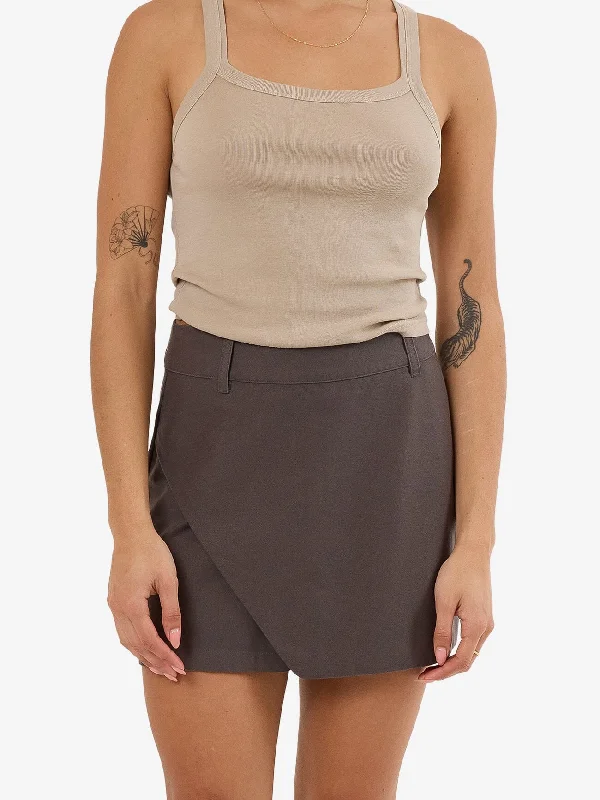 Stylish Savings Scottie Wrap Skort - Dark Charcoal