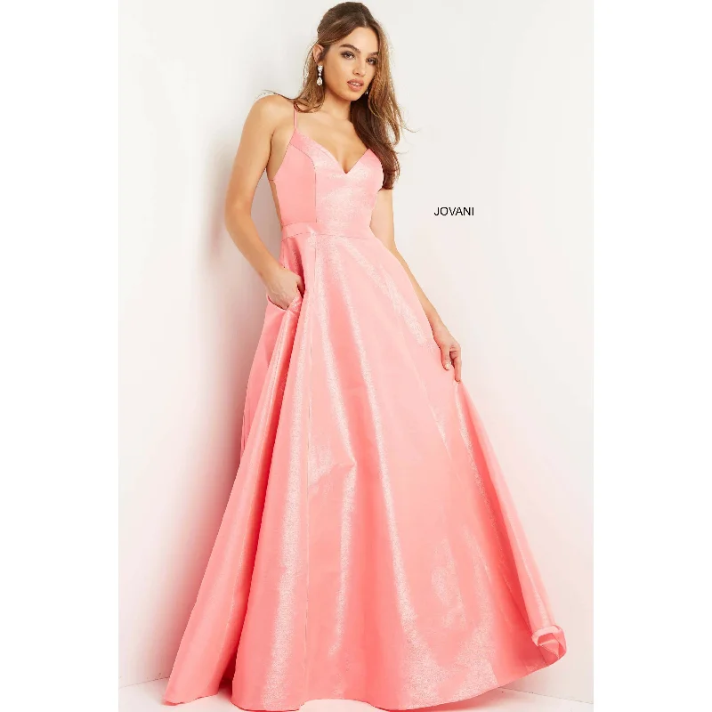 Daily Essentials Jovani Hot Pink A Line Spaghetti Straps Prom Gown 08156