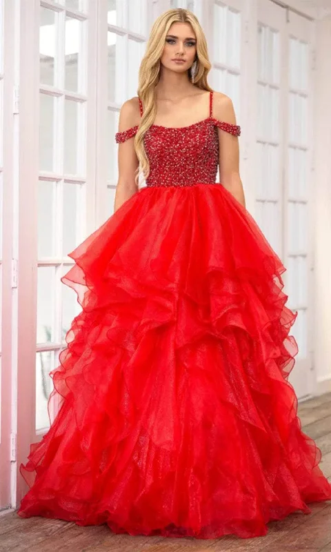 Limited Time Deal Ava Presley 28557 - Off Shoulder Ruffled Prom Gown