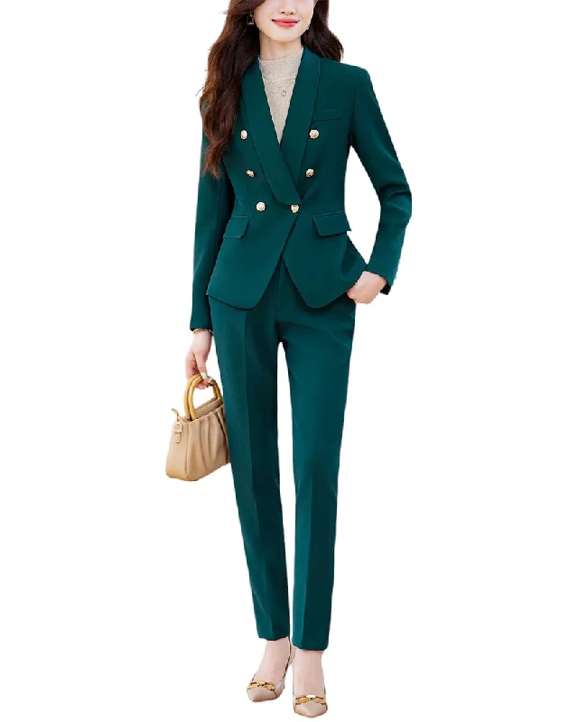 High End Fashion LIONELLO SALVI 2pc Blazer & Pant Set