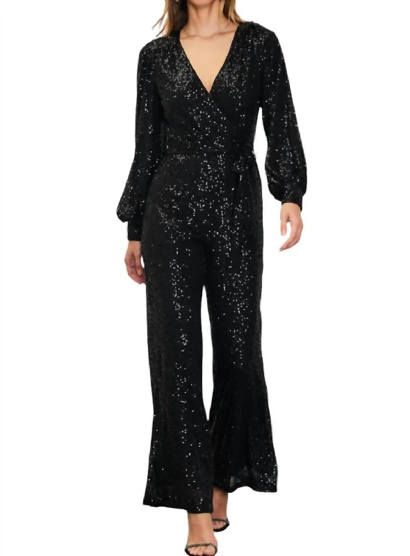 Special Occasion Wear Sequins Jumpsuit In Black