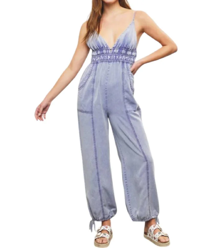 Signature Style Essentials Woven Jumpsuit In Slate Grey