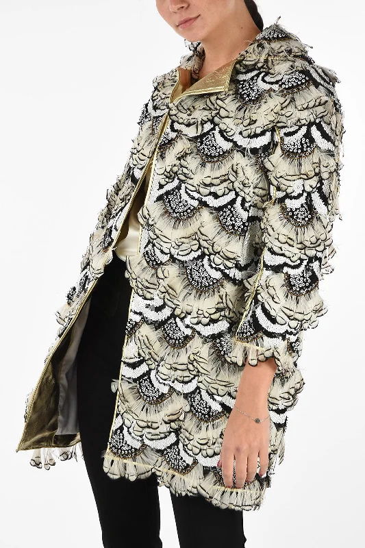 Limited Time Deal Dsquared2 Sequined Coat with Feathers