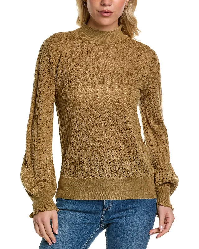 Budget Friendly MT by Madeleine Thompson Balloon Sleeve Wool-Blend Top