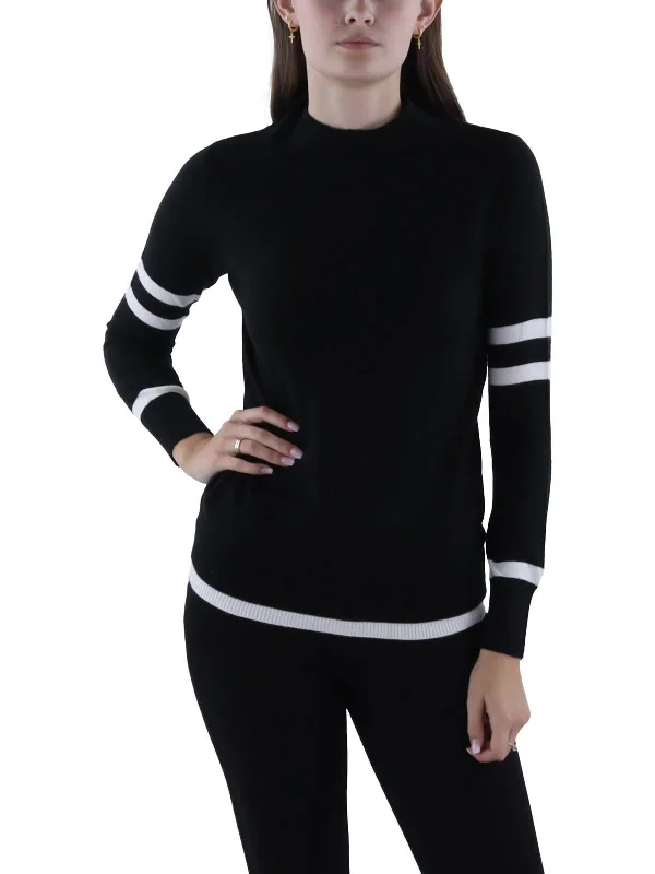 Your Timeless Wardrobe Awaits Womens Ribbed Trim Long Sleeve Mock Turtleneck Sweater