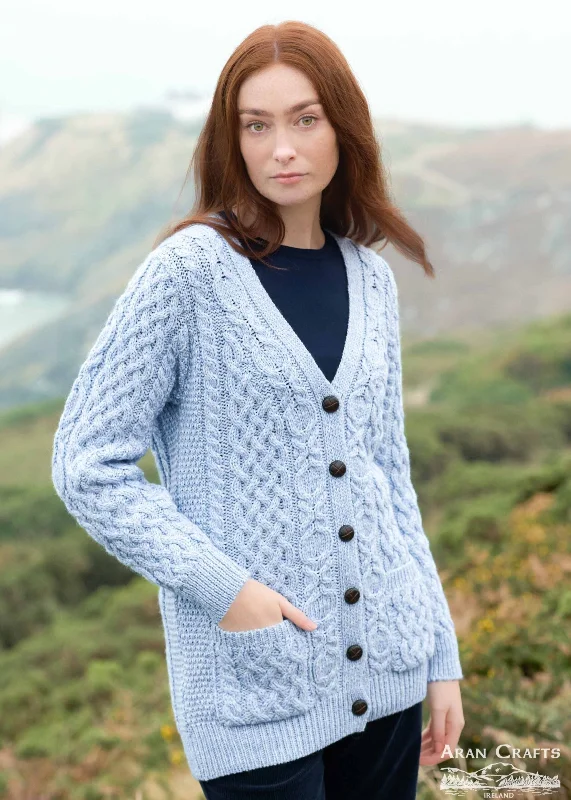 Comfort Centric Apparel Adare Boyfriend Aran Cardigan | Ice Marl