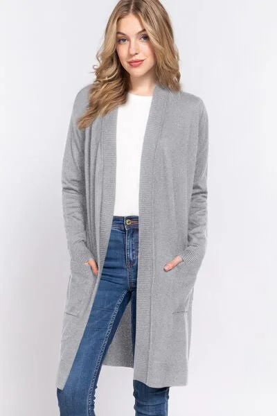 Don't Miss Out Open Front Long Sleeve Knit Cardigan