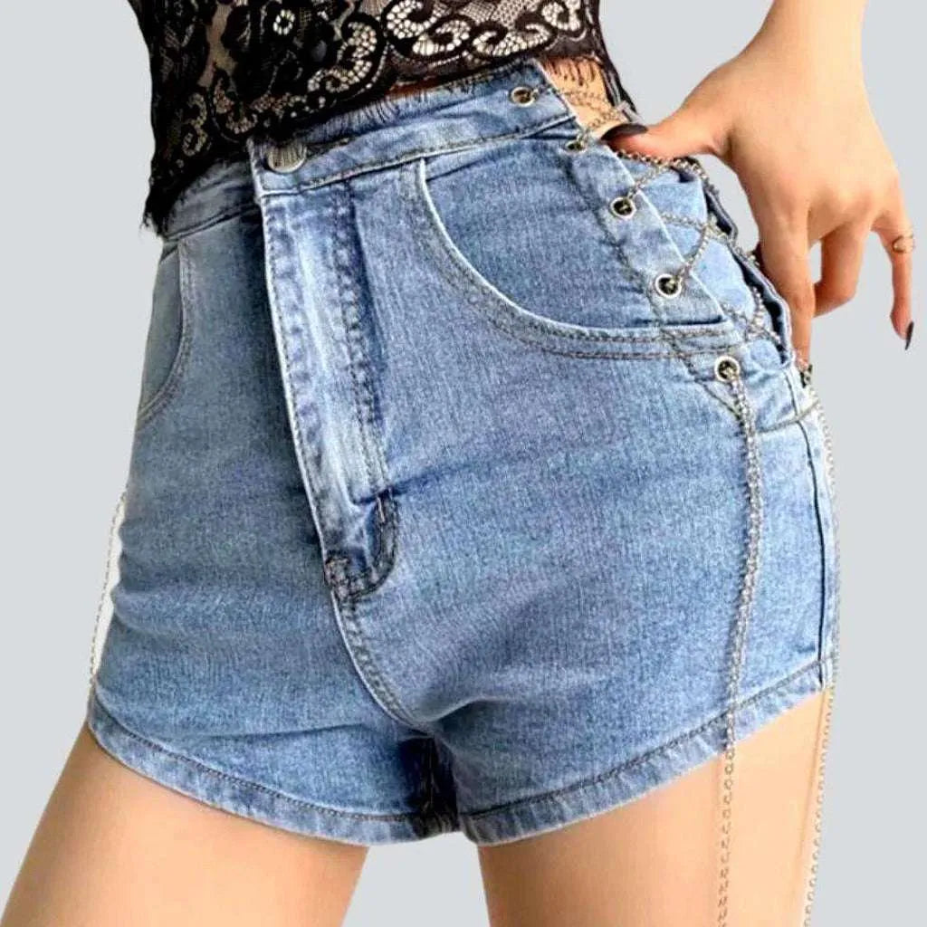 Trendy New Clothes Denim shorts with chain drawstrings