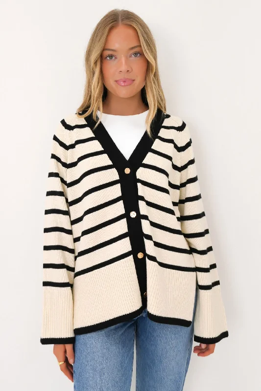 Charming Silhouette Ansley Cardigan Cream Stripe