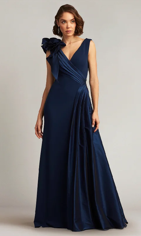 Elegant Attire For The Modern Lady Tadashi Shoji BOS23030L - Rosette V-Neck Evening Gown