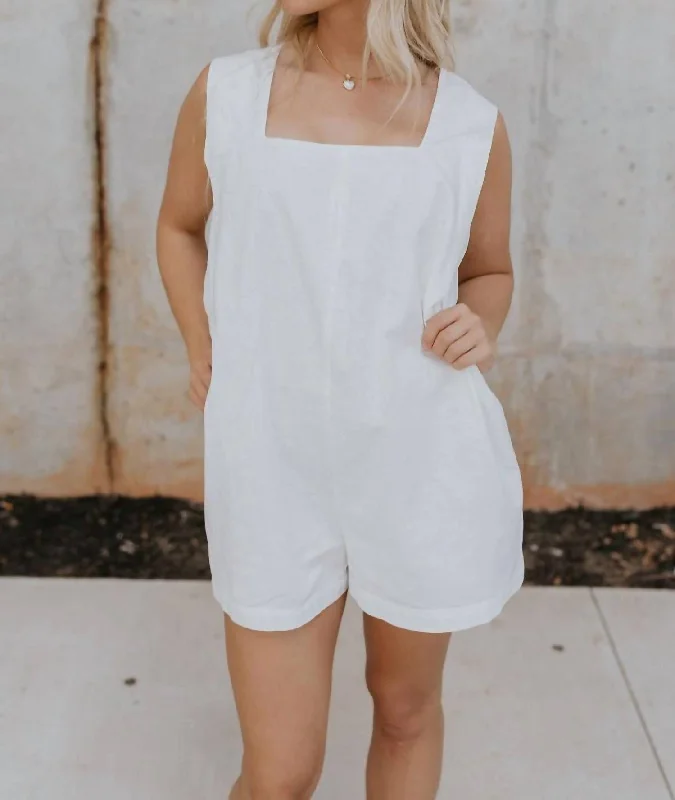 Flash Sale, Don't Miss Teagan Square Neckline Romper In White